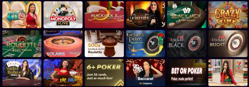 CasinoLoots Casino Live Casino Spiele mit Roulette Blackjack Baccarat Monopoly Live und Crazy Time Übersicht