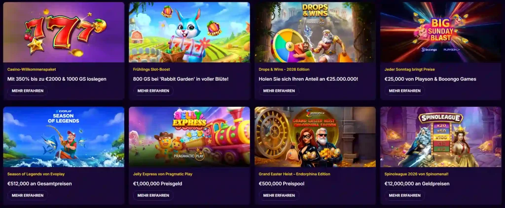 CasinoLoots Casino Promotions mit Willkommensbonus Freispiele Turniere und Aktionen wie Drops Wins und Spinoleague