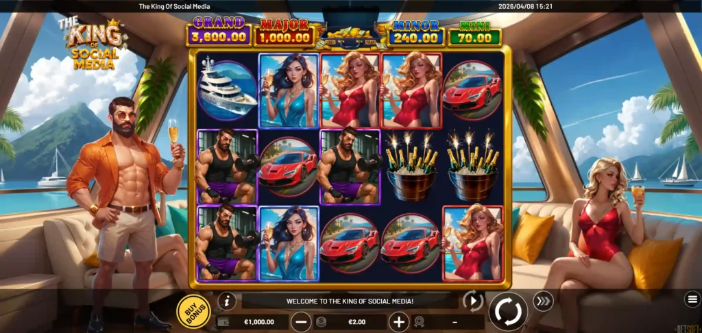 CasinoLoots Casino Slot The King of Social Media im Demo Modus mit Luxus Symbolen und Jackpot Anzeige